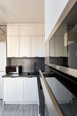Современная белая угловая кухня. Коллекция Бруклин. Размер: 2600 Х 1600 Х 2632 мм  - 2