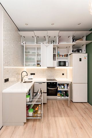 Угловая бежевая кухня из МДФ. Коллекция Джерси. Размер: 2750 Х 1644 Х 2900 мм  - 2