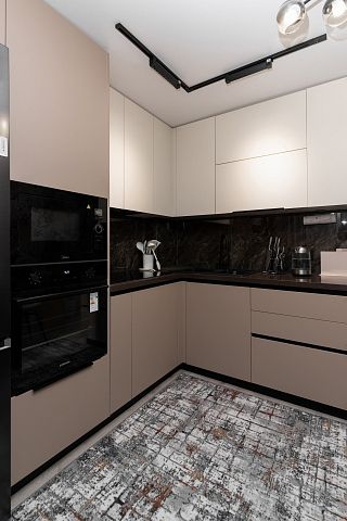 Угловая бежевая кухня МДФ ПВХ. Коллекция Джерси. Размер: 2752 Х  2070 Х  2441 мм  - 1